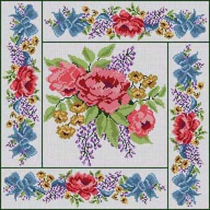 The Meredith Collection Treglown Designs Rose Floral Needlepoint Canvas