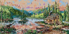 The Meredith Collection Treglown Designs Cabin In The Woods Needlepoint Canvas