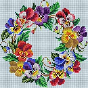 The Meredith Collection Treglown Designs Pansy Wreath Needlepoint Canvas
