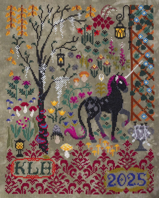 Sprouting Lupine Garden of Shadows Cross Stitch Pattern