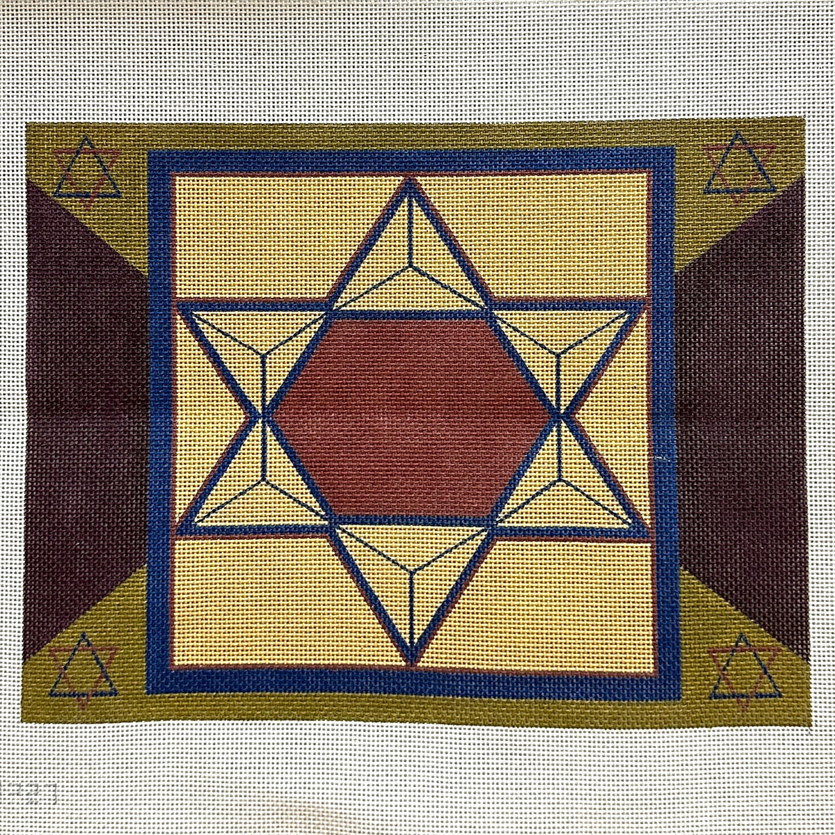 Gone Stitching Star of David in Navy Square Tallis Bag Needlepoint Canvas