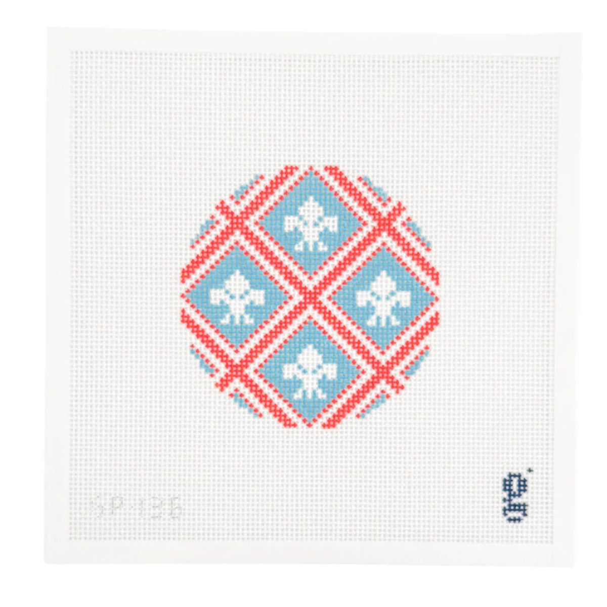Goodpoint Needlepoint Fleur de Lis Round Needlepoint Canvas