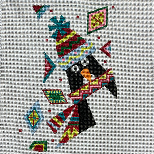 Heidi Geometric Penguin Mini Stocking Needlepoint Canvas