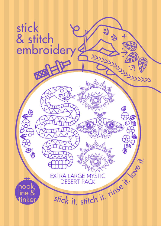 Hook Line and Tinker Embroidery Kits Mystic Desert Stick And Stitch Bundle