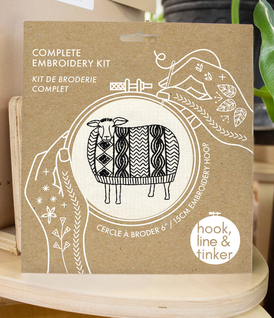 Hook Line and Tinker Embroidery Kits Sweater Weather Sheep Complete Embroidery Kit