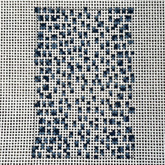 The Gingham Stitchery Kate Woodward French Dots Luggage Tag Blue Needlepoint Canvas