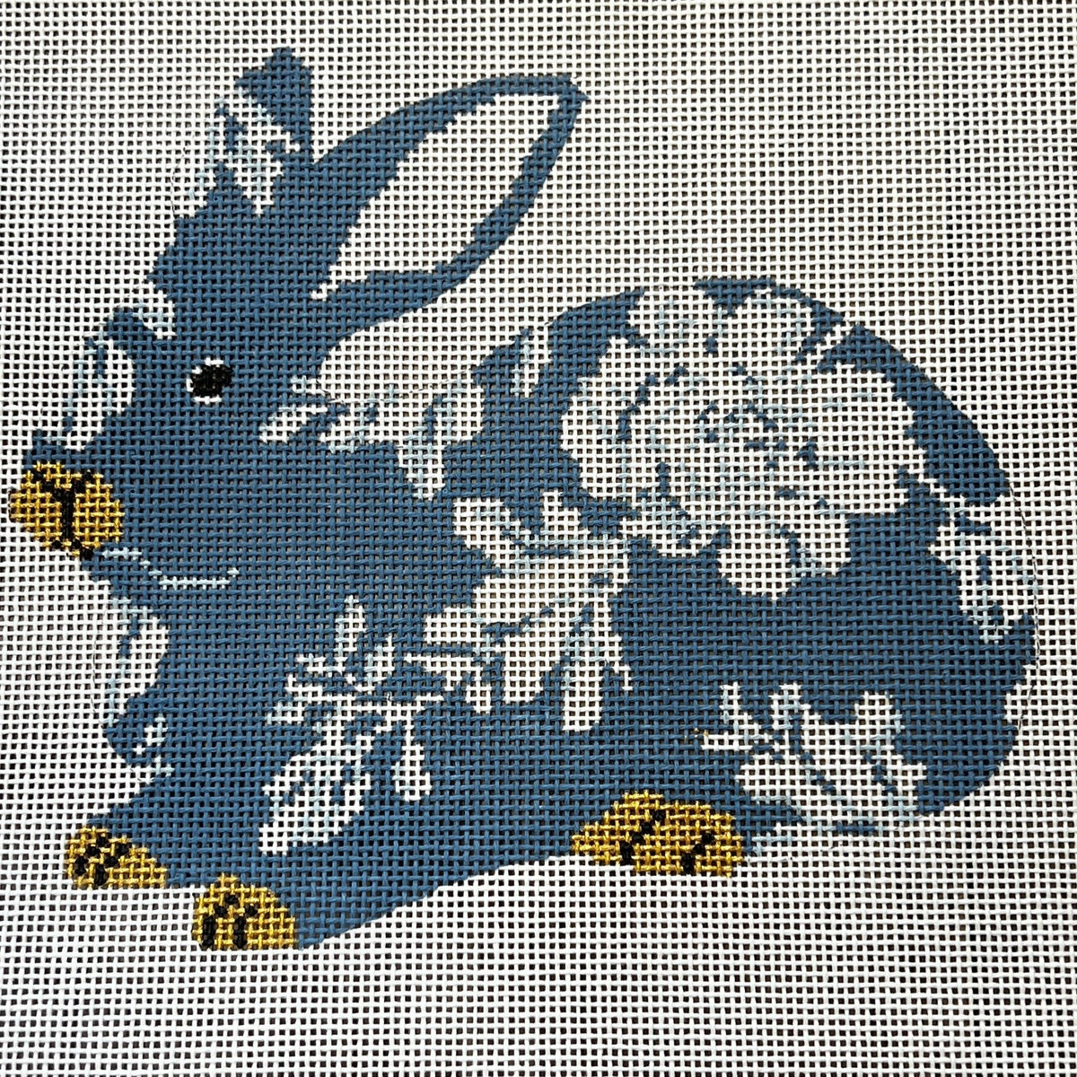 The Gingham Stitchery Kate Woodward Wedgwood Sitting Bunny Needlepoint Canvas