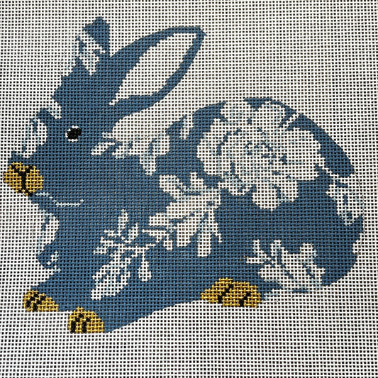 The Gingham Stitchery Kate Woodward Wedgwood Sitting Bunny Needlepoint Canvas
