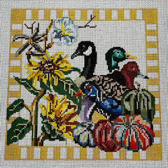 The Gingham Stitchery Amelia Bond Designs Fall Flower Pillow Needlepoint Canvas