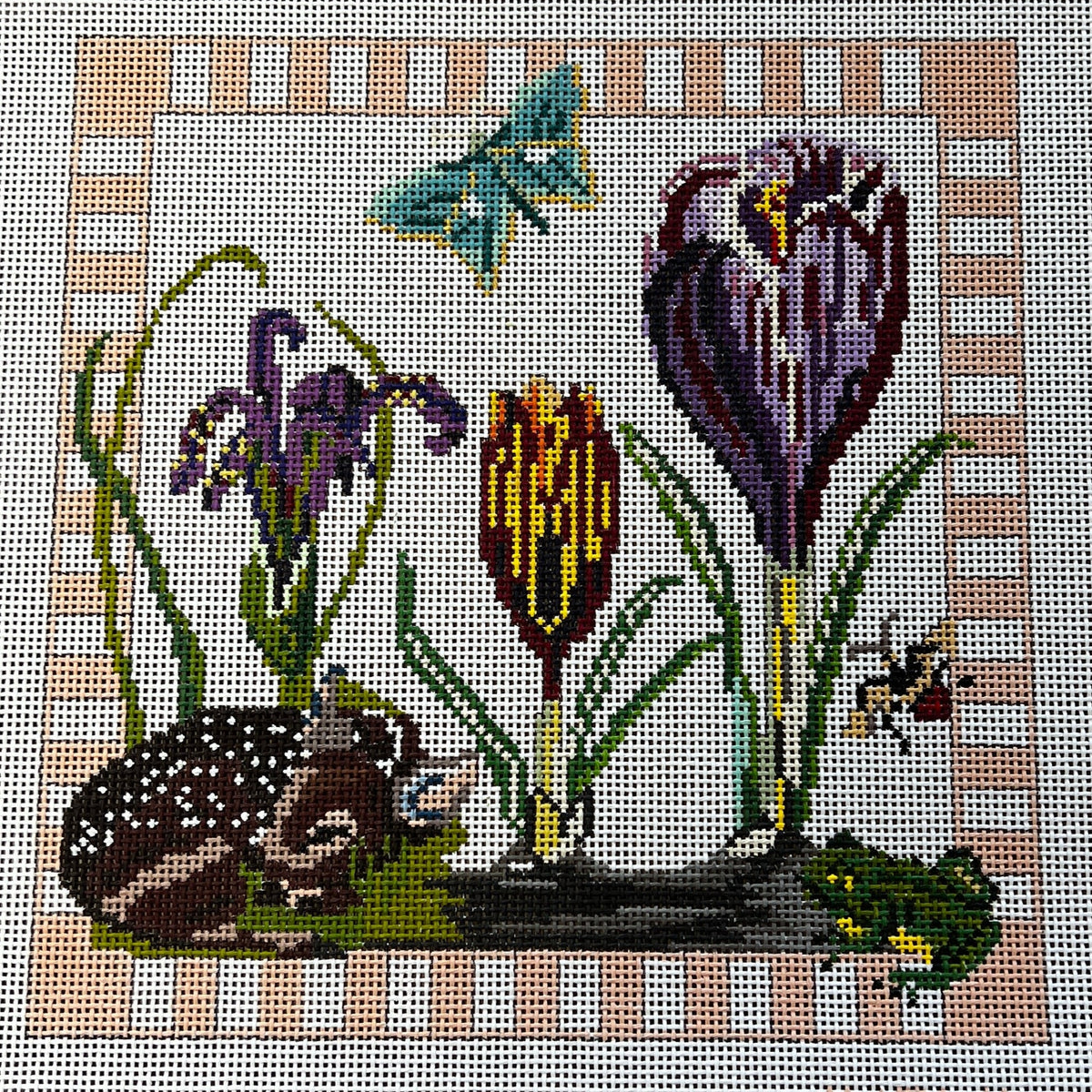 The Gingham Stitchery Amelia Bond Designs Spring Flower Pillow Needlepoint Canvas