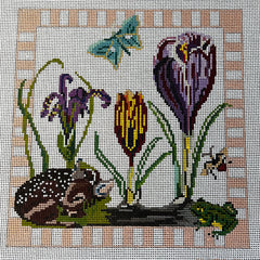 The Gingham Stitchery Amelia Bond Designs Spring Flower Pillow Needlepoint Canvas