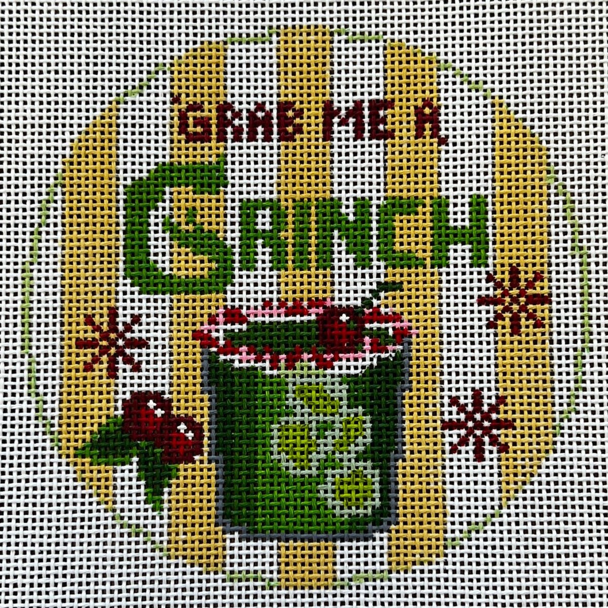 The Gingham Stitchery Kirkland Design Studios Happier Hour Coaster Grab Me A Grinch Needlepoint Canvas