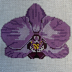 The Gingham Stitchery Kate Woodward Single Purple Orchid Needlepoint Canvas
