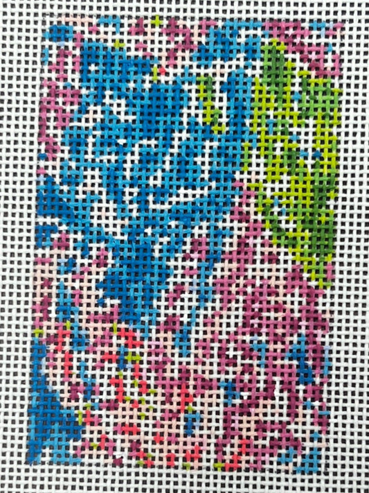 The Gingham Stitchery Krissy Johnson Designs Party Coral Luggage Tag Needlepoint Canvas