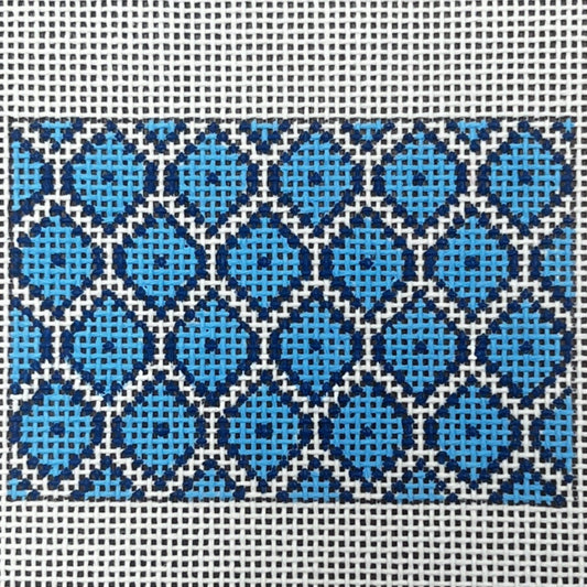 The Gingham Stitchery Amelia Bond Designs Blue Fish Scale Luggage Tag Needlepoint Canvas