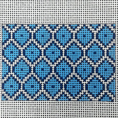 The Gingham Stitchery Amelia Bond Designs Blue Fish Scale Luggage Tag Needlepoint Canvas
