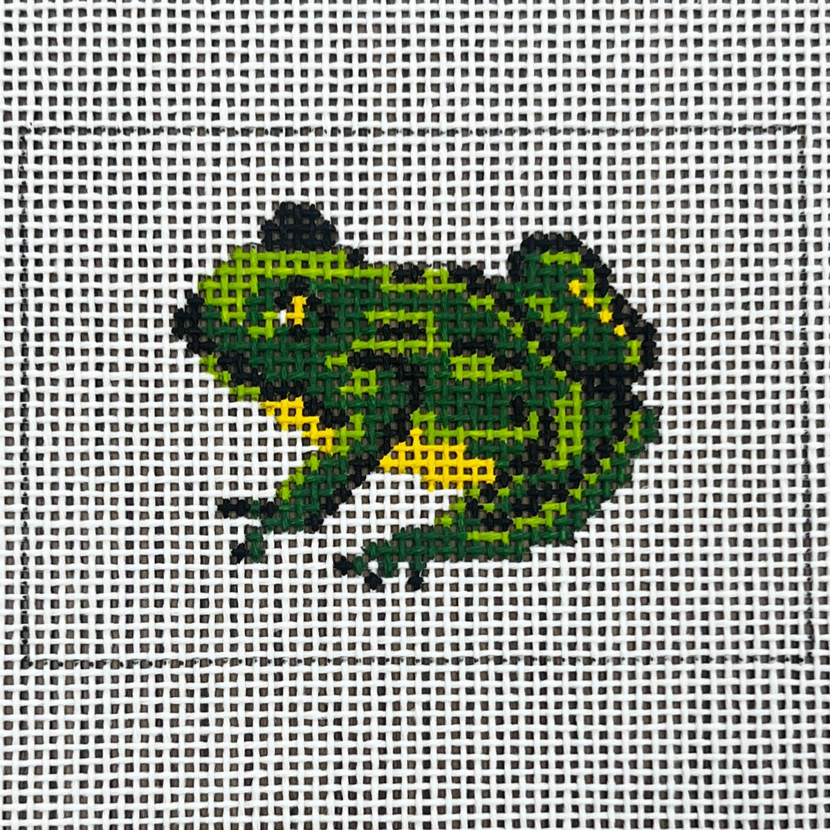 The Gingham Stitchery Amelia Bond Designs Frog Luggage Tag Needlepoint Canvas