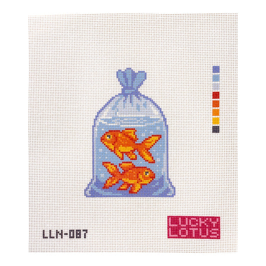 Lucky Lotus Goldfish in a Bag Needlepoint Canvas