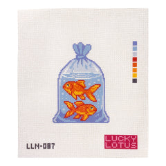 Lucky Lotus Goldfish in a Bag Needlepoint Canvas