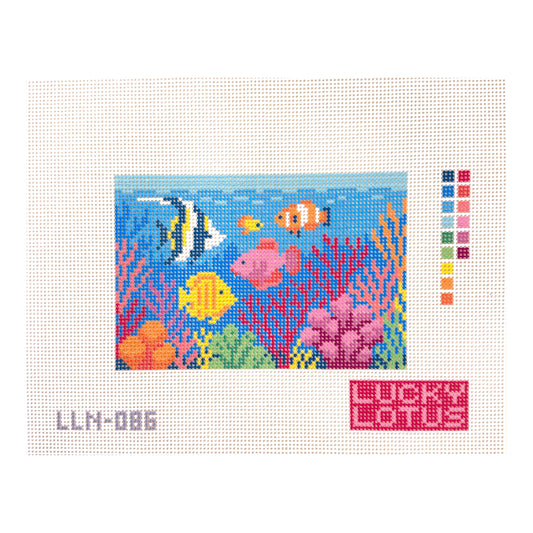 Lucky Lotus Ocean Aquarium Needlepoint Canvas