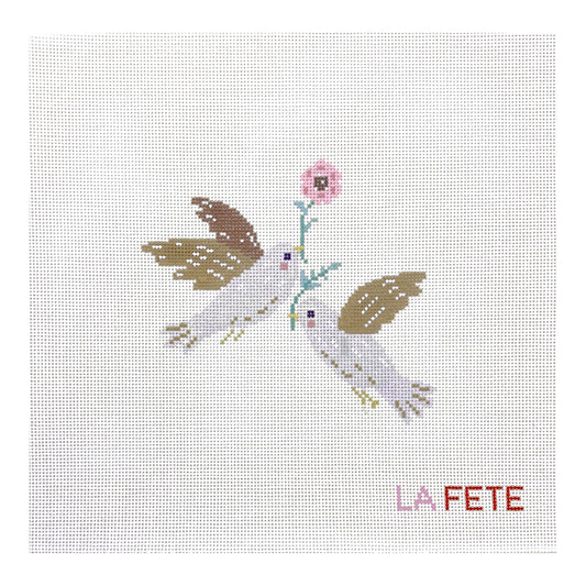 La Fete Needlepoint 12 Days of Christmas Two Turtle Doves Needlepoint Canvas
