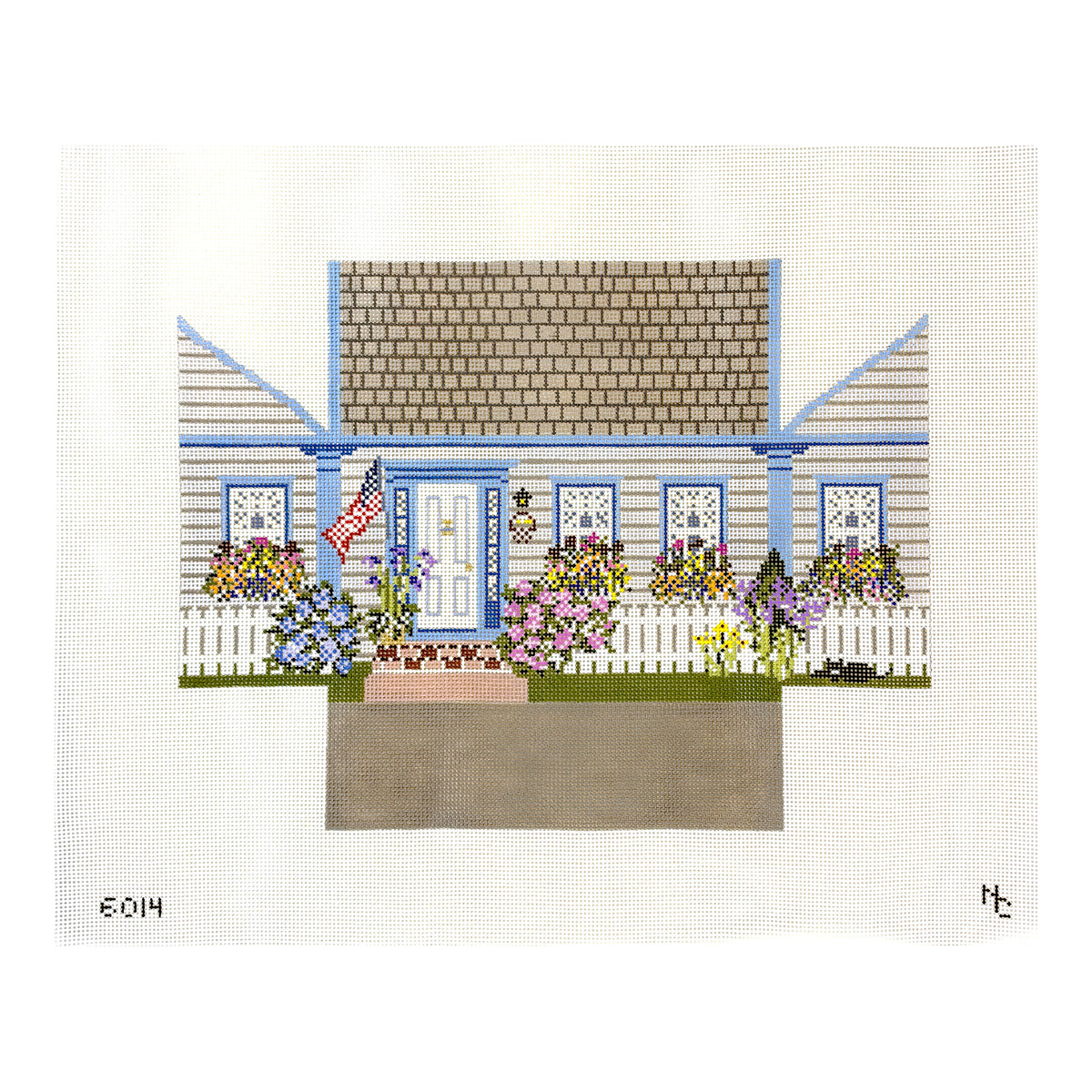 Needle Crossings New England Flower House BC Needlepoint Canvas