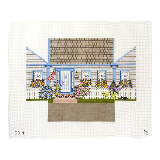 Needle Crossings New England Flower House Brick Cover Needlepoint Canvas