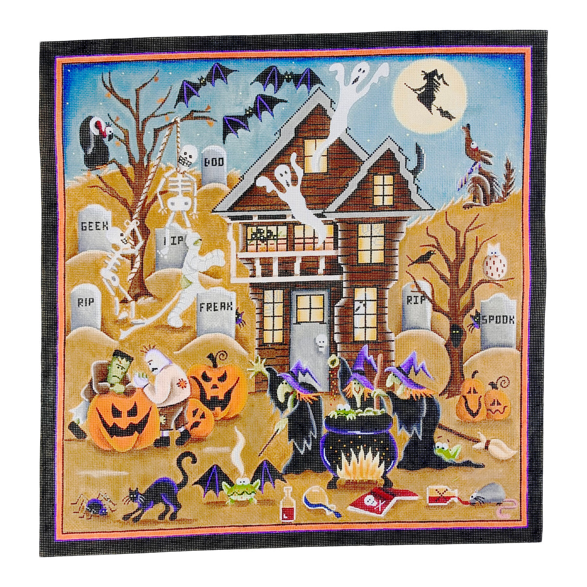Rebecca Wood Designs Spooksville Halloween & Ghost Needlepoint Canvas