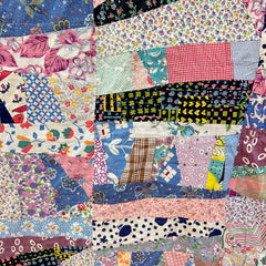 Vintage 1940s-50s 2 Sided Patchwork Quilt - Cube and Crazy Quilt Patterns