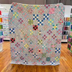 Vintage 1930s-40s Floral 9 Patch Patchwork Quilt