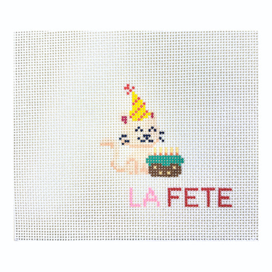 La Fete Needlepoint Party Animals Kitty Needlepoint Canvas