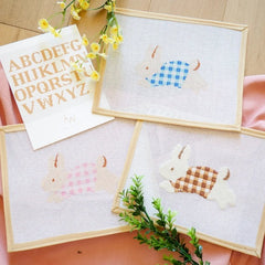 Audrey Wu Designs Gingham Bunny - Blue Blue Needlepoint Canvas