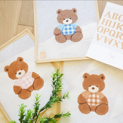 Audrey Wu Designs Gingham Bear - Blue Blue Needlepoint Canvas