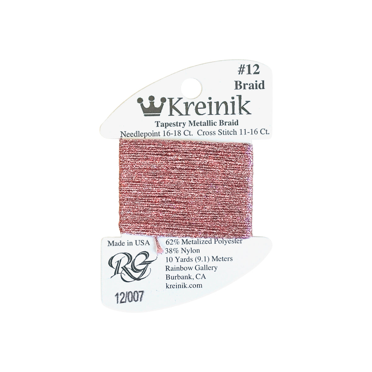 Rainbow Gallery Kreinik Braid #12 - 0007 Pink