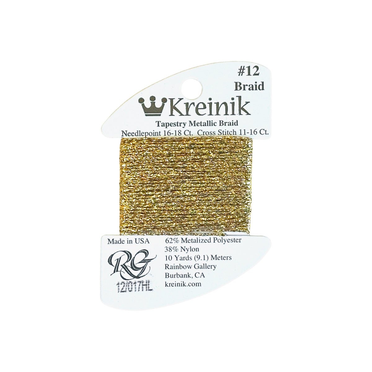 Rainbow Gallery Kreinik Braid #12 - 0017HL White Gold High Lustre