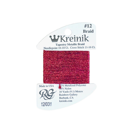 Rainbow Gallery Kreinik Braid #12 - 0031 Crimson