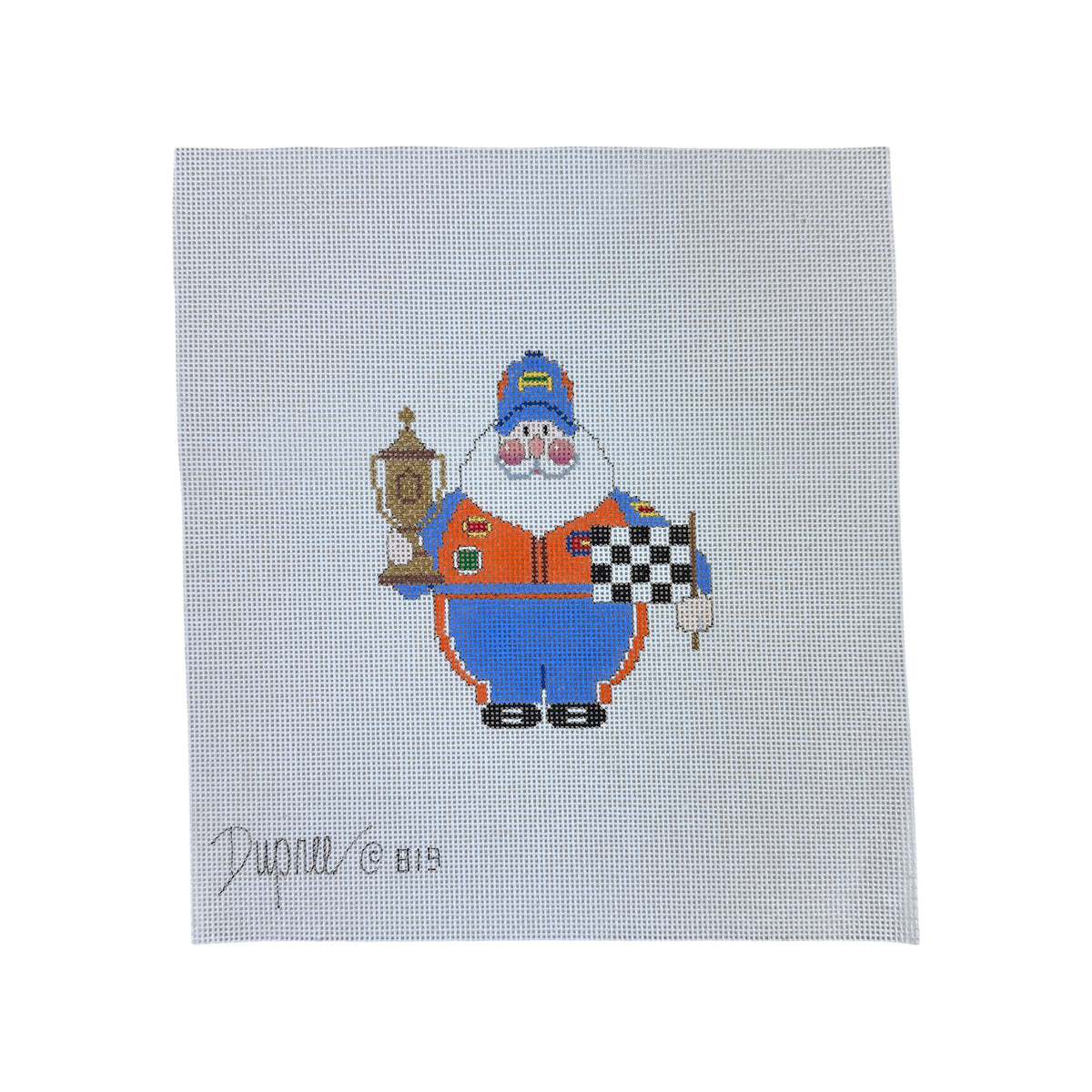 Carol Dupree Racing Santa Needlepoint Canvas