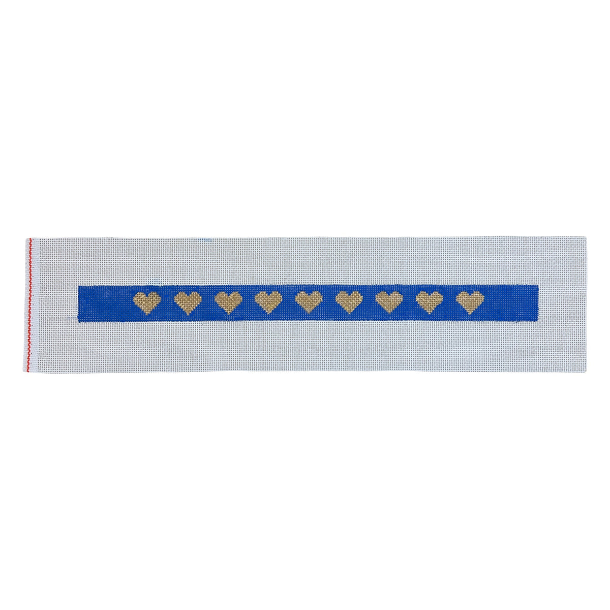 Gold Heart Dog Collar Needlepoint Canvas - Blue