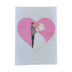 The Princess and Me Bride and Groom in Pink Needlepoint Canvas