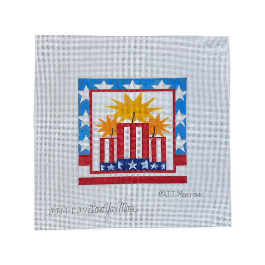 Love You More Perpetual Calendar - July Firecrackers Needlepoint Canvas