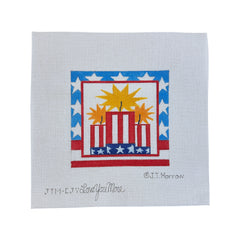 Love You More Perpetual Calendar - July Firecrackers Needlepoint Canvas