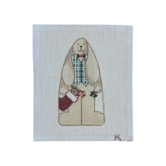 Kathy Schenkel Designs Christmas Bunny Rabbit Needlepoint Canvas