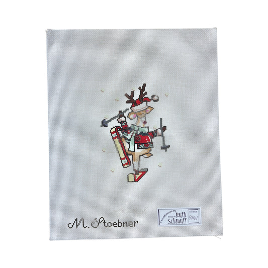 Ruth Schmuff M. Stoebner Skiing Reindeer Needlepoint Canvas