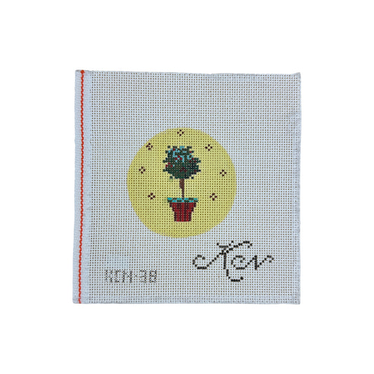 Kelly Clark Design Topiary on Yellow Ornament Needlepoint Canvas