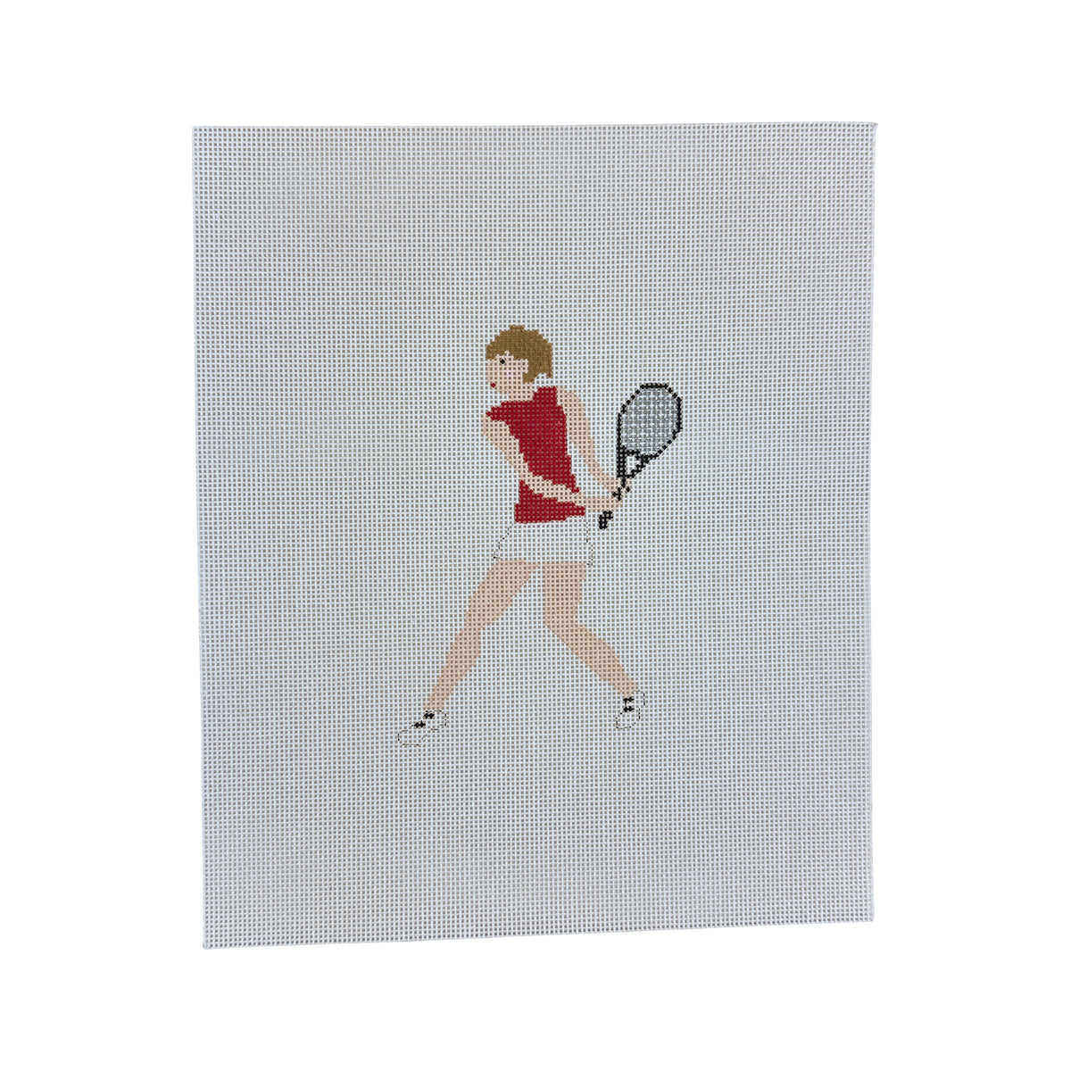 The Princess and Me Tennis Player in Red Needlepoint Canvas