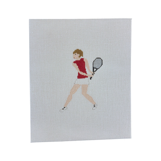 The Princess and Me Tennis Player in Red Needlepoint Canvas