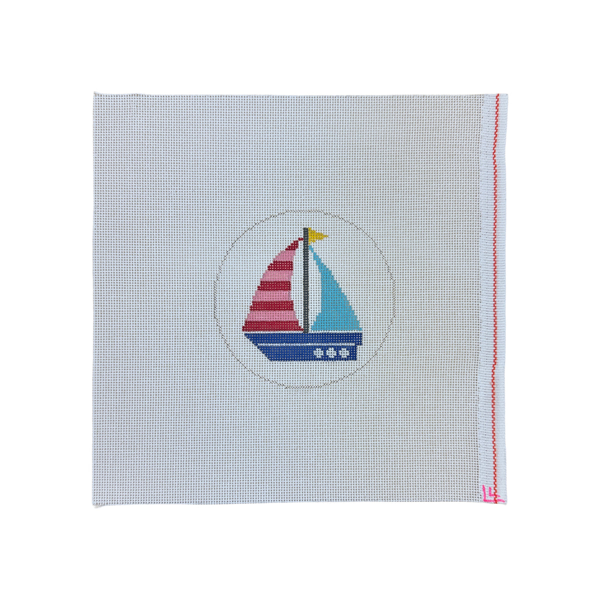 Sailboat with Striped Sail Needlepoint Canvas