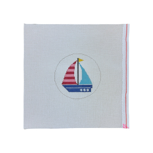 Sailboat with Striped Sail Needlepoint Canvas