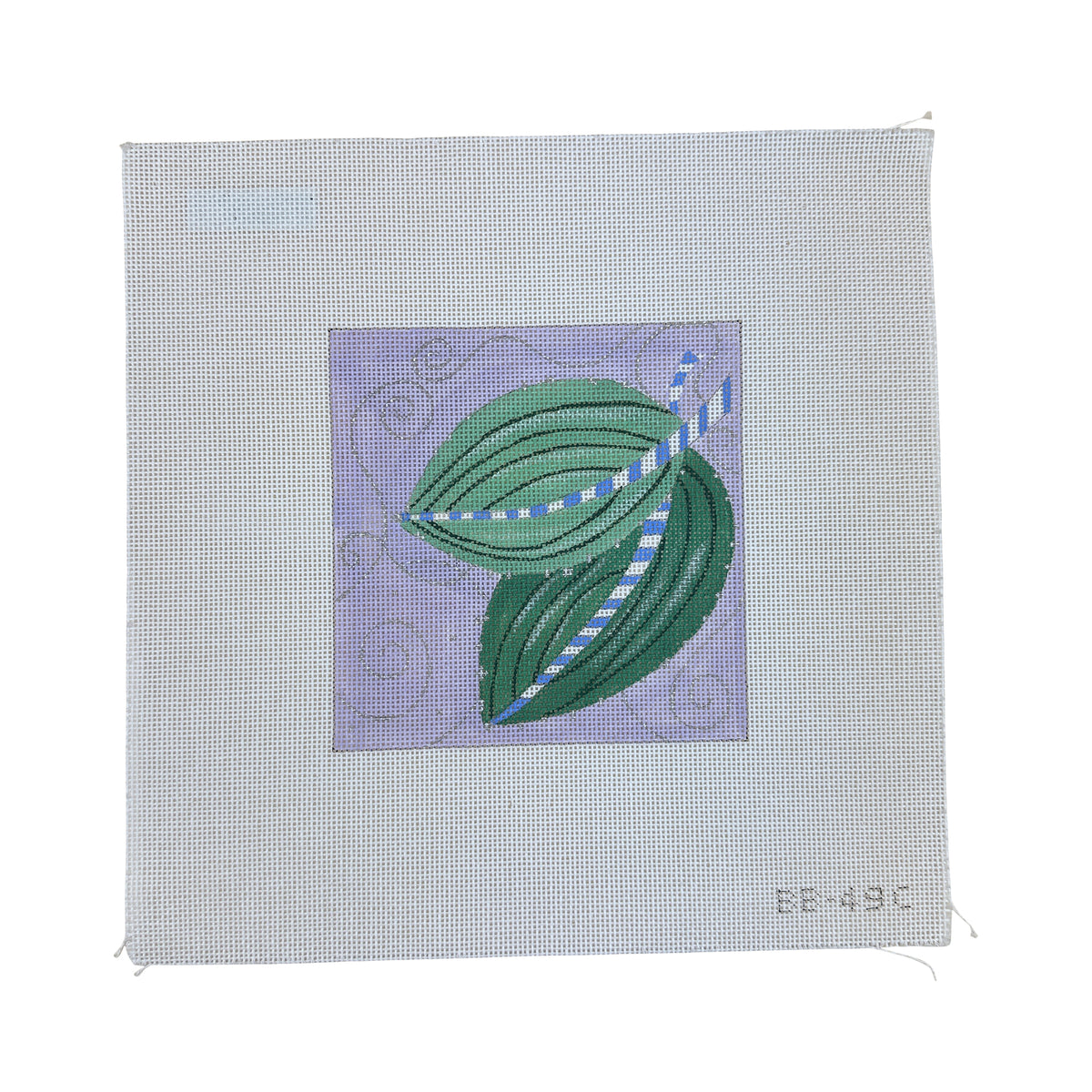 Leaves with Silver Swirls Needlepoint Canvas