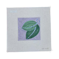 Leaves with Silver Swirls Needlepoint Canvas